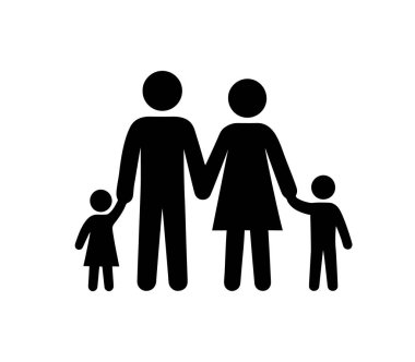 Aile siyah siluet simge vektör çizim