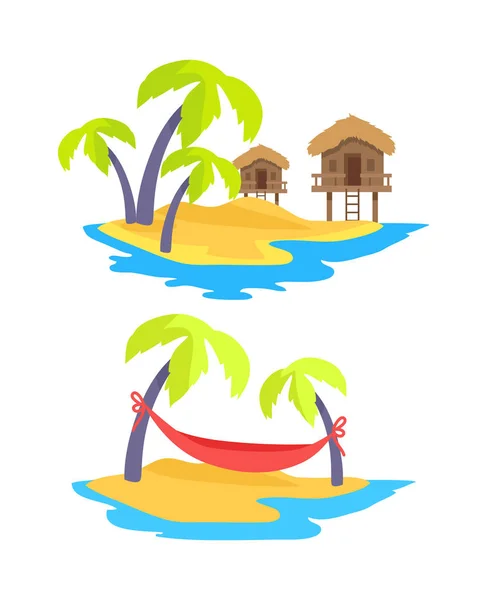 Summer Islands Coleção Vector Ilustração — Vetor de Stock