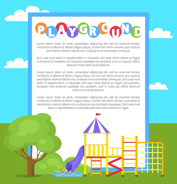 Playground di Park Poster Vector Illustration - Stok Vektor