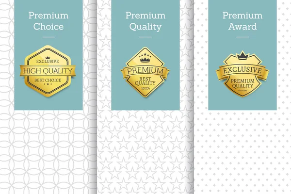 Cartazes de escolha premium conjunto ilustração vetorial — Vetor de Stock