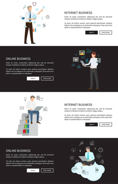 Online Business kollektion vektorillustration — Stock vektor