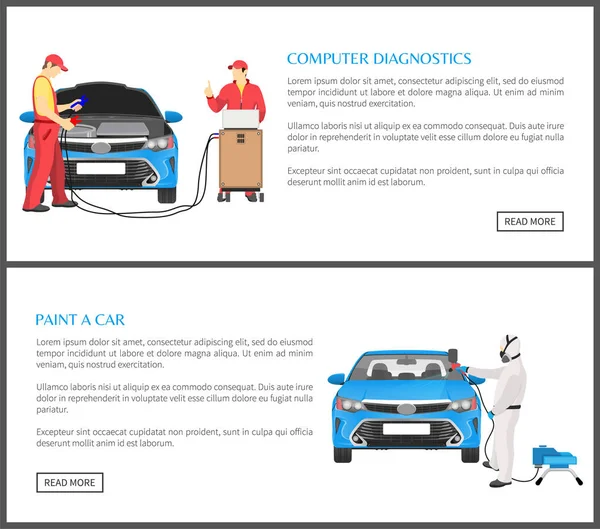 Conjunto de diagnósticos de computadora, ilustración de vectores — Vector de stock