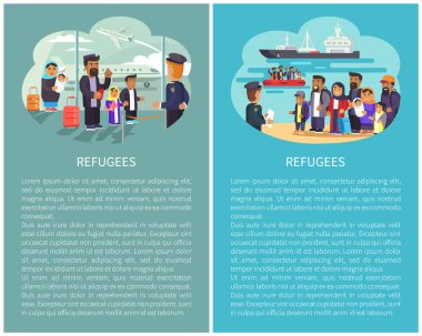 Refugees Airport and Ship Vector Illustration clipart