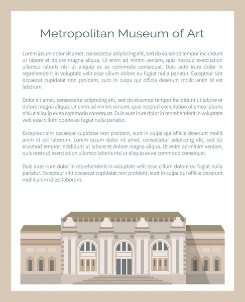 Metropolitní muzeum umění v New Yorku vektoru — Stockový vektor