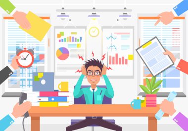 Stresli adam Modern ofis renkli afiş