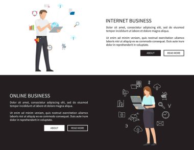 Internet Online iş Set vektör çizim