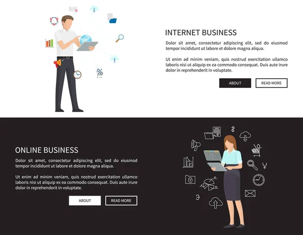 Internet Online Business Set vektorillustration — Stock vektor