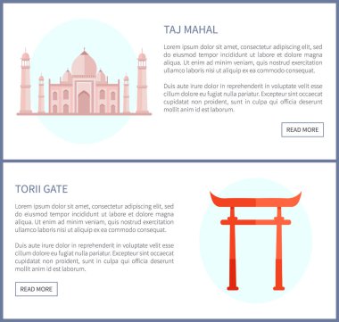 Taj Mahal ve yakın kapı, vektör çizim