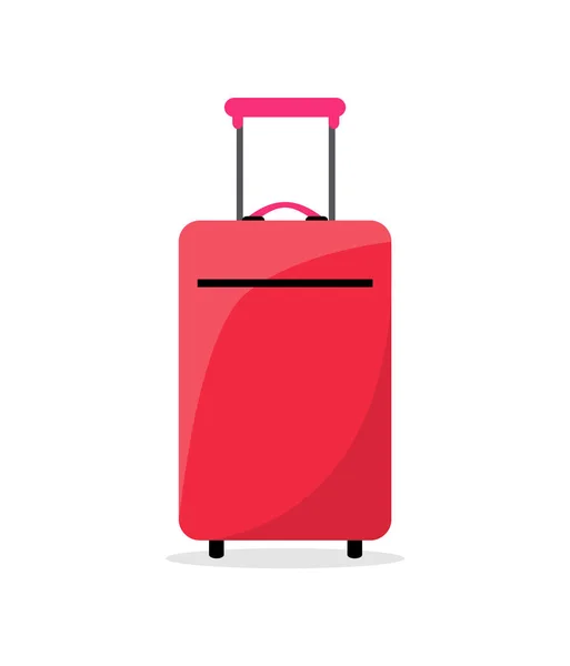 Φωτεινή κόκκινη βαλίτσα με ρόδες για ταξίδια στο εξωτερικό — Διανυσματικό Αρχείο
