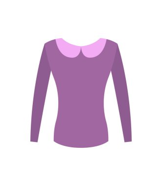 Vintage ile kadın mor üst yaka yuvarlanır. Uzun kollu olan kazak. Kadınlar için şık sıcak giysi karikatür vektör illüstrasyon izole.