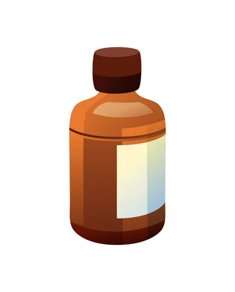 Botella Vidrio Con Etiqueta Vacía Remedio Médico Vitaminas Complementos Alimenticios — Vector de stock