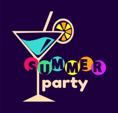 Yaz partisi Poster Cocltail vektör çizim
