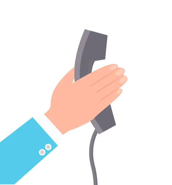 Businessman s main tenant une bannière colorée de téléphone — Image vectorielle