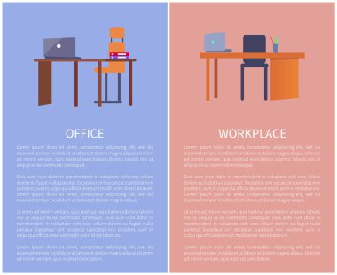 Ofis İşyeri tasarımı masa, bilgisayar ve sandalye