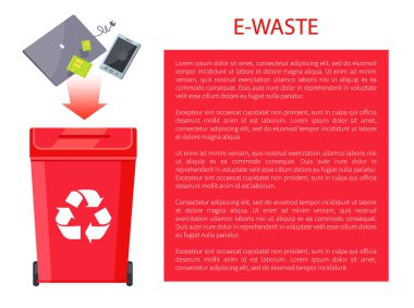 E-atık Poster konteyner, vektör çizim