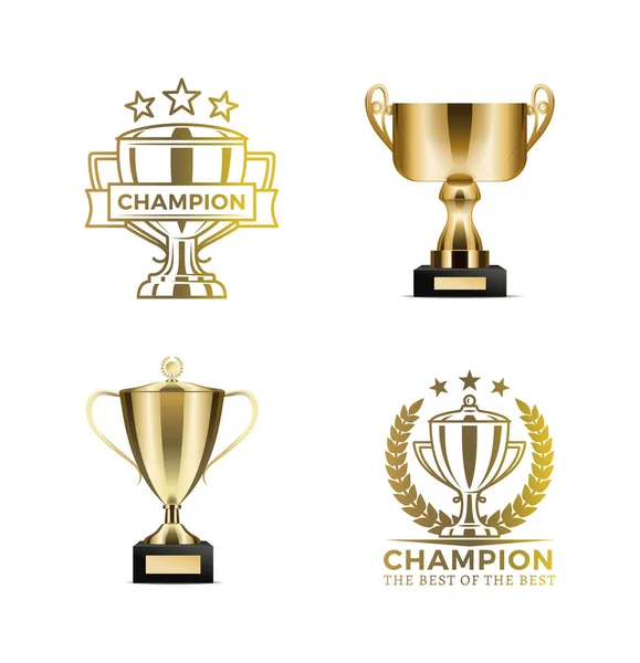 Prémios Campeões em forma de Taças e Certificados — Vetor de Stock