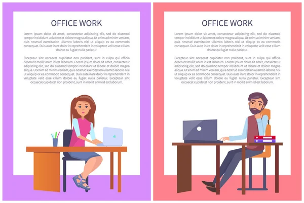 Плакаты о работе в офисе — стоковый вектор