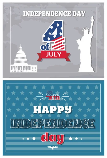 Ημέρα Ανεξαρτησίας 4 Ιουλίου αφίσες άγαλμα της ελευθερίας — Διανυσματικό Αρχείο