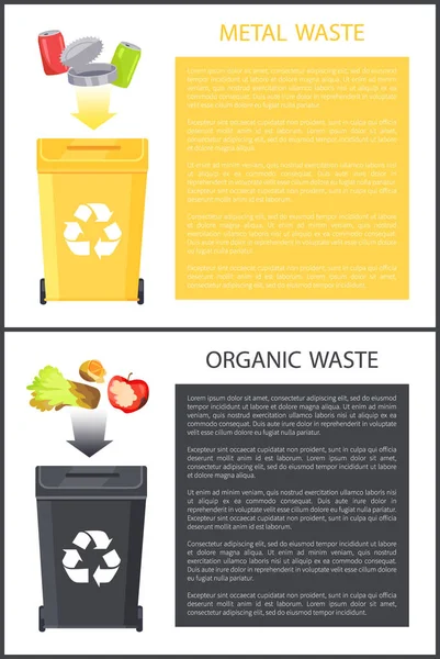 Metallo e rifiuti organici Set vettoriale illustrazione — Vettoriale Stock
