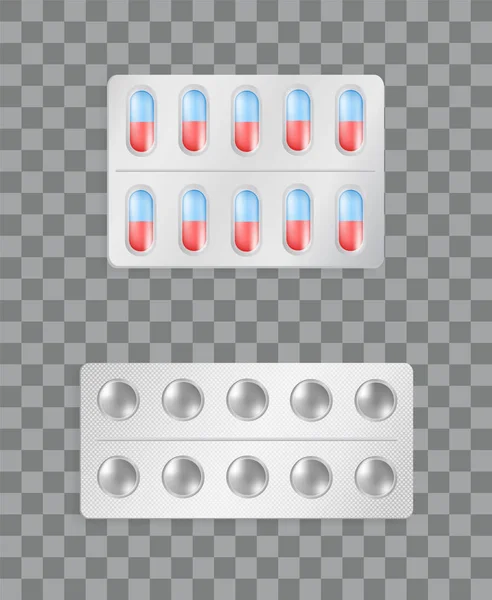 Полосы для таблеток прозрачные, векторная иллюстрация — стоковый вектор