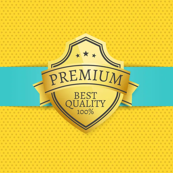 Golden Quality Premium Choice Gold Label on Banner — Stock Vector