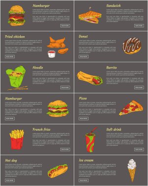 Hamburger ve sandviç vektör çizim ayarla