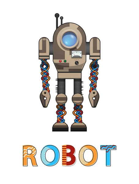 Robot Organismo Artificial Vector Ilustración — Vector de stock