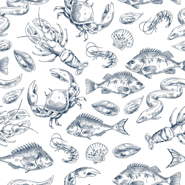 Crawfish and Fishes Sketch Vector Illustration — Stock Illustration Crawfish and Fishes Sketch Vector Illustration Stock Illustration