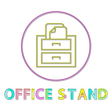 Office Stand doğrusal simgesi parlak şablon yuvarlak
