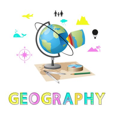 Coğrafya Poster ve vektör illüstrasyon