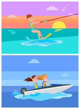 Aqua Spor Yaz koleksiyonu vektör çizim