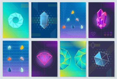 Mineraller ve taş koleksiyonu vektör çizim