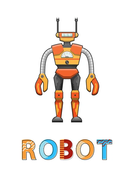 Robot con cara divertida Poster Vector Ilustración — Archivo Imágenes Vectoriales