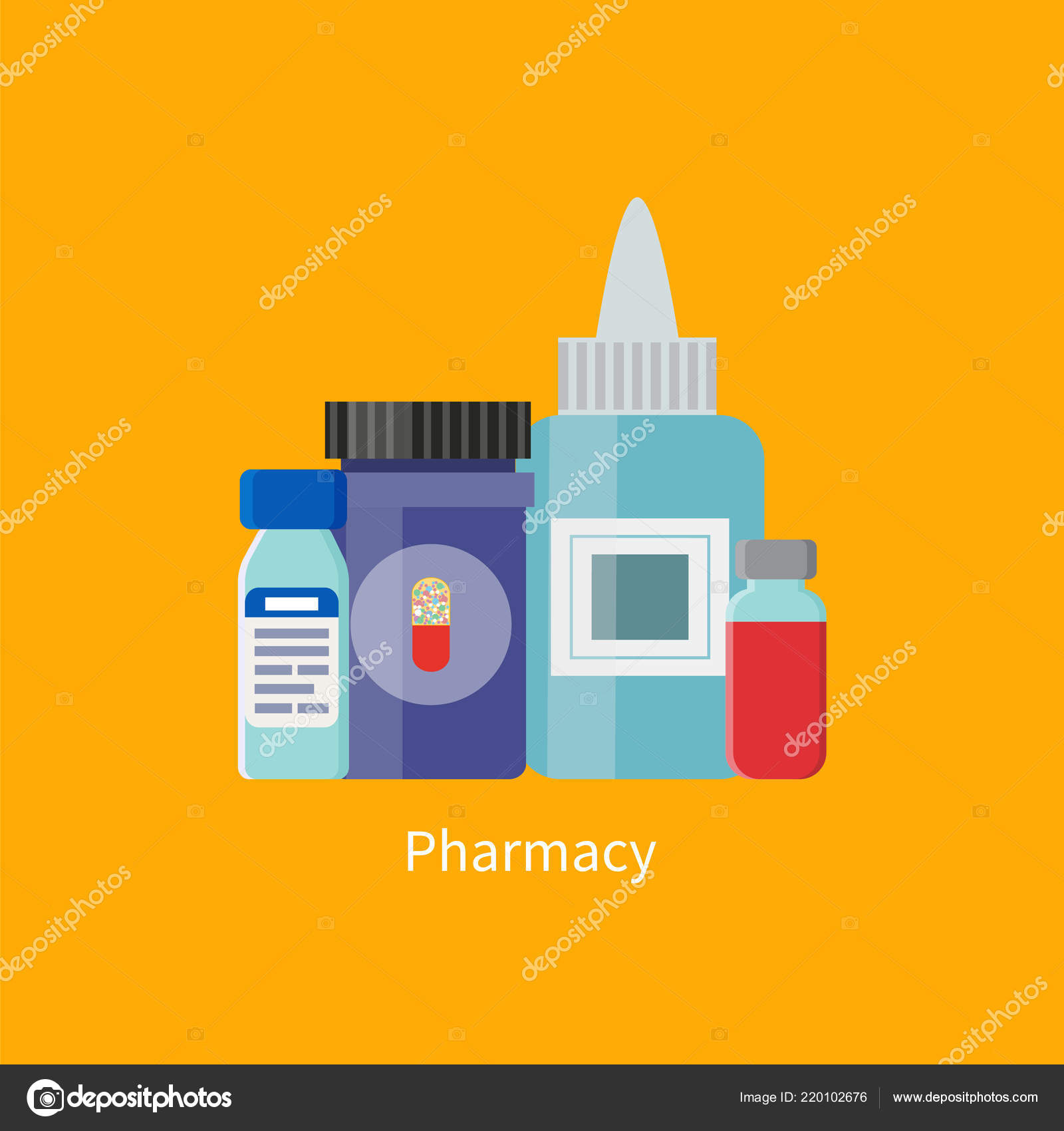 Pharmacy Containers Medication Vector Illustration Stock Vector Image