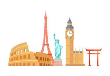 Kolezyum ve Eyfel Kulesi vektör çizim