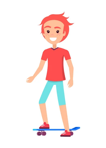 Šťastný chlapec na modré Skate Board vektorové ilustrace — Stockový vektor