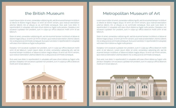 Brittiska och Metropolitan Museum av konst vektor Set — Stock vektor