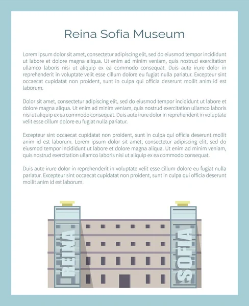 Museu Reina Queen Sofia Localizado em Madrid, Vector —  Vetores de Stock