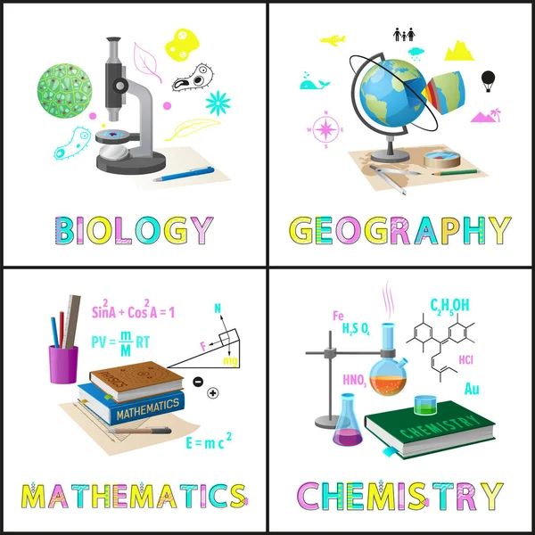 Biológia és földrajz készlet illusztráció vektor — Stock Vector