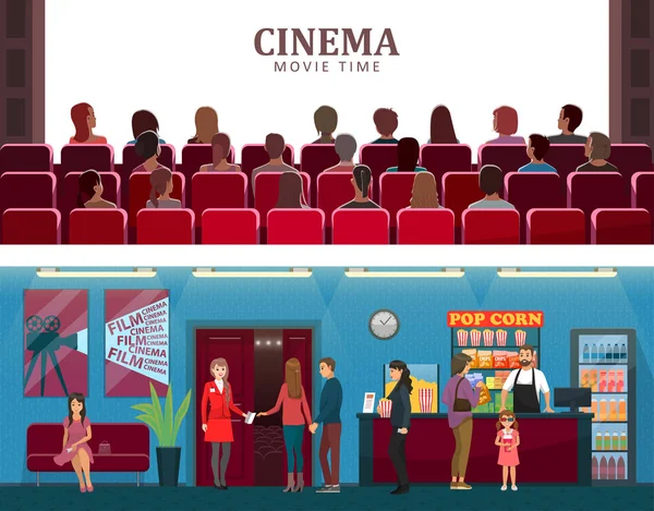 सिनेमा आणि चित्रपट वेळ रंगीत वेक्टर चित्र — स्टॉक व्हेक्टर