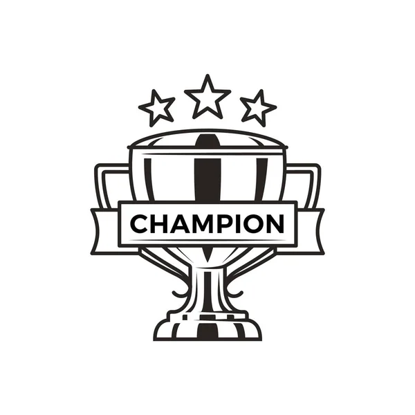 Champion Trophy med stjärnor svartvit Logotype — Stock vektor