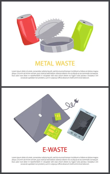 Ilustração do vetor do conjunto de resíduos de E-Waste e metal —  Vetores de Stock