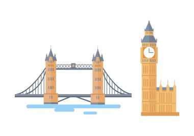 Tower Bridge büyük Ben Londra vektör çizim