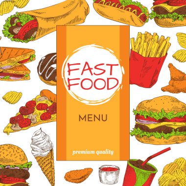 Fast Food menü Premium kalite vektör çizim