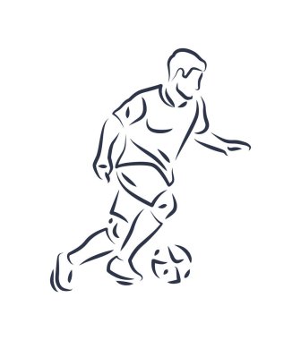 Top vektör çizim ile çalışan futbolcu