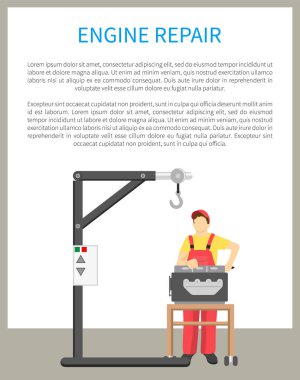 Motoru tamir Poster metin vektör çizim