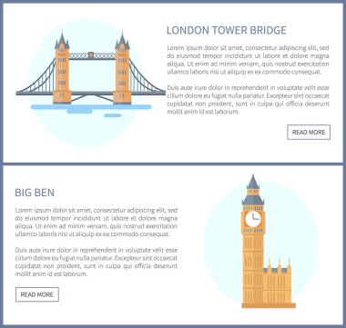 London Tower Bridge büyük Ben vektör çizim