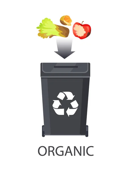 Icon of Trash Box for Organic Waste Color Banner — Stock Vector