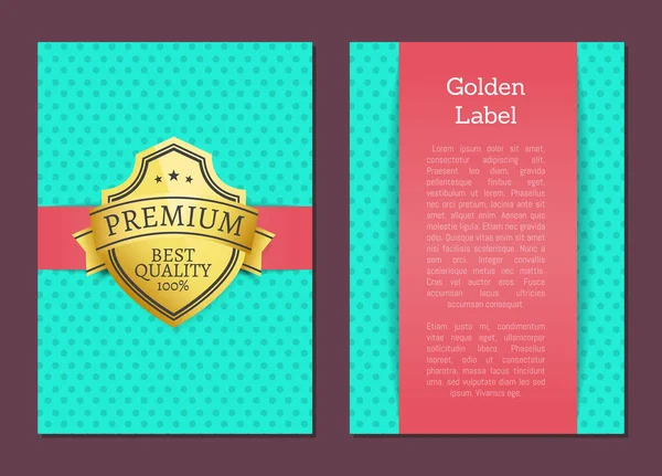 Golden Label Quality Award Garantía de marca premium — Vector de stock