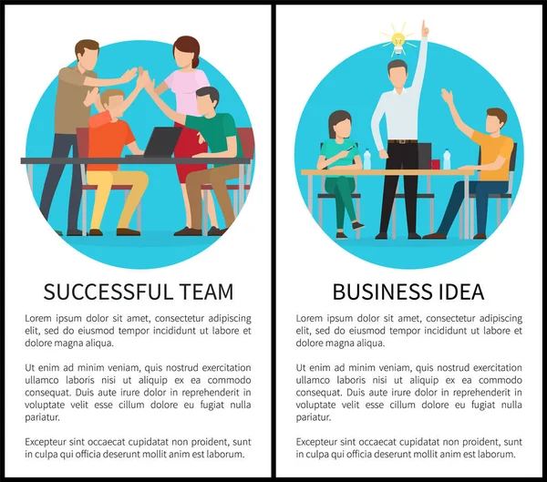 Successful Team and Business Idea Promo Posters — Stock Vector